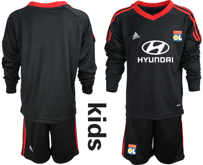 2018_2019 Club Olympique Lyonnais black long sleeve Youth goalkeeper soccer jerseys